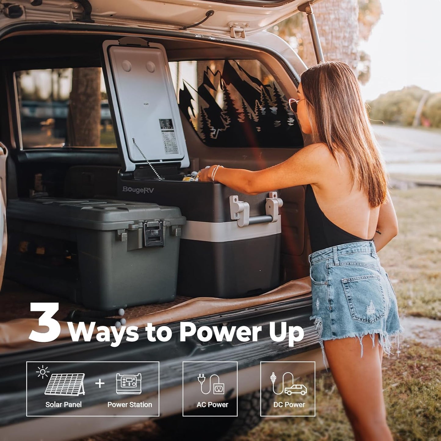 12V Refrigerator Fridge Freezer Portable Car Fridge 42 Quart Electric Cooler 12V/24V DC 110~240V AC for RV Camper Truck Jeep Pickup SUV Van Boat Camping Tailgating Road Trip Outdoor Travel