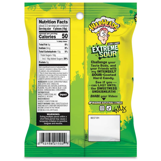 - Extreme Sour Hard Candy - Assorted Flavors - Sour Apple, Black Cherry, Blue Raspberry, Lemon & Watermelon Flavors - 2 Oz. Bag
