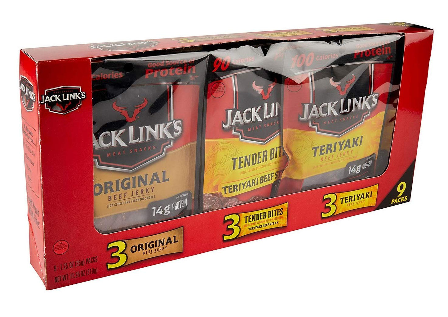 Beef Jerky Variety Pack: 3 Original Flavored, 3 Tender Bites, 3 Teriyaki (1.25 Ounces per Package)