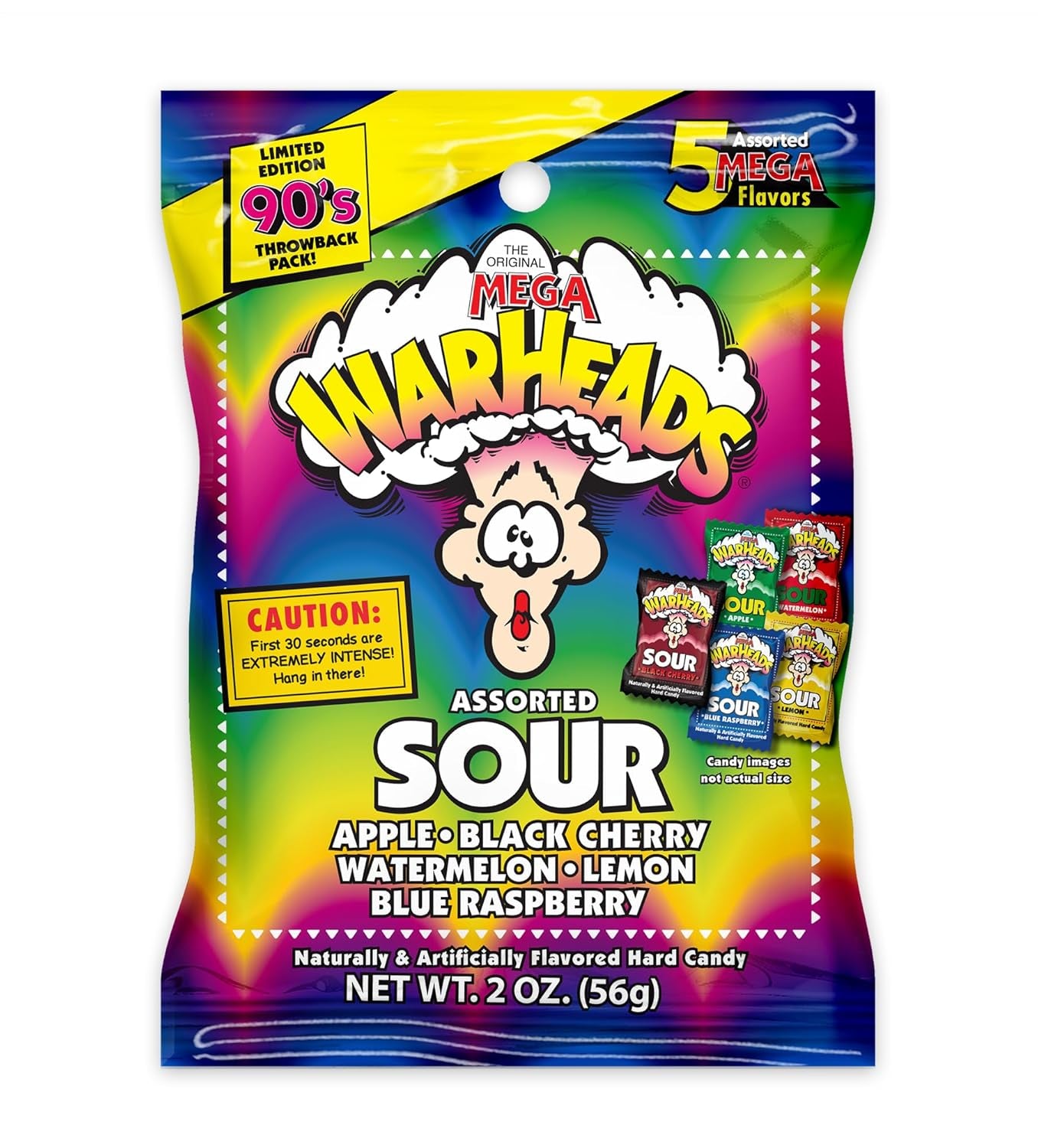 - Extreme Sour Hard Candy - Assorted Flavors - Sour Apple, Black Cherry, Blue Raspberry, Lemon & Watermelon Flavors - 2 Oz. Bag