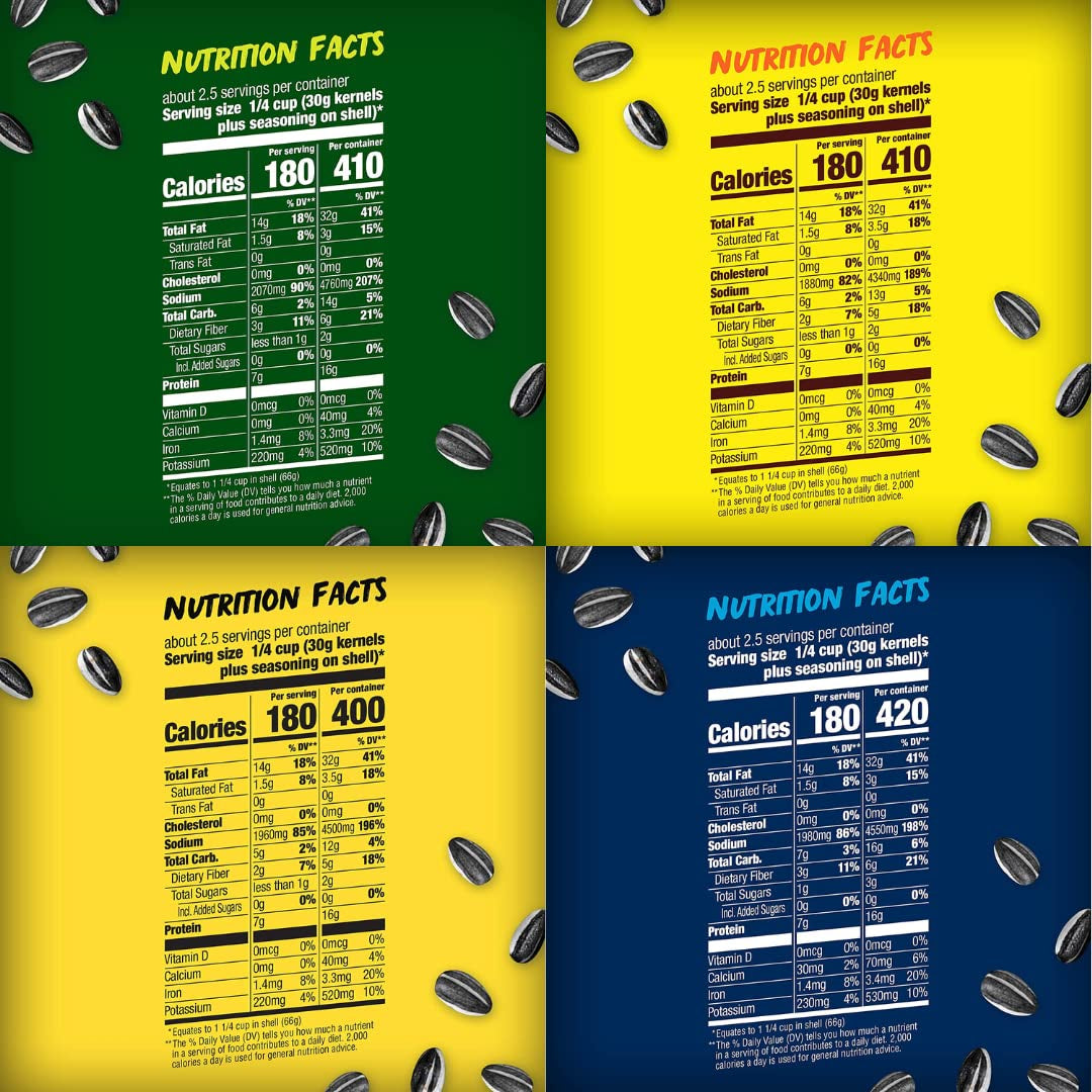 BIGS Sunflower Seeds Assorted Variety Pack - Keto Friendly Snack, Low Carb Lifestyle, 5.35 Ounce Bag (Pack of 7)