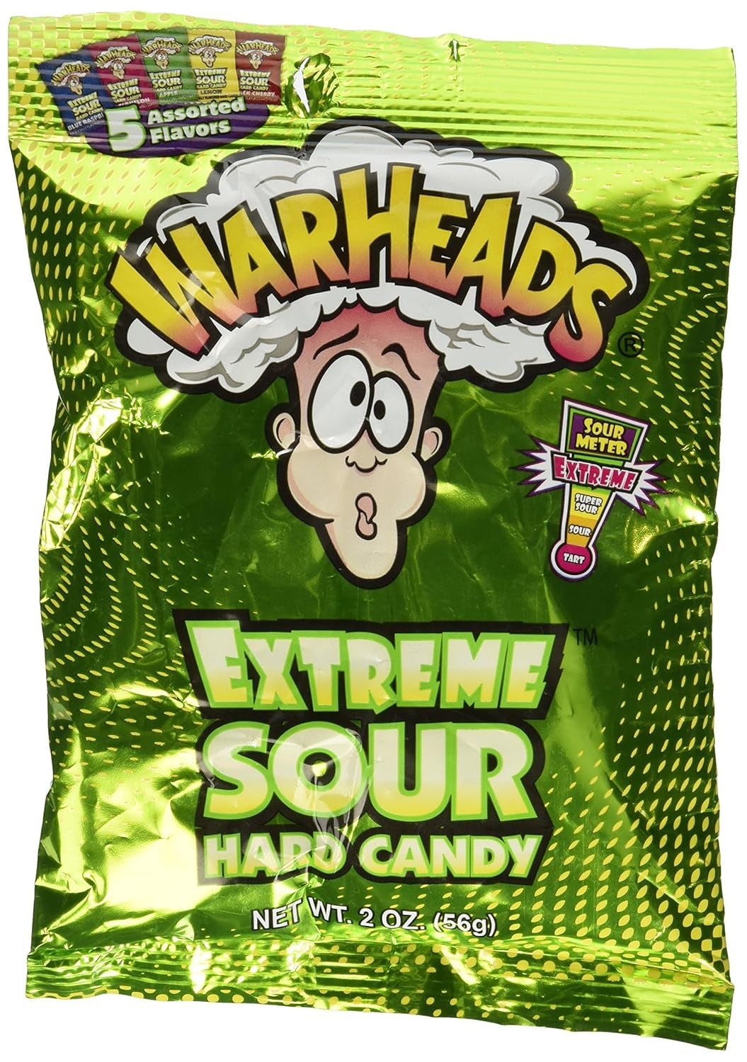 - Extreme Sour Hard Candy - Assorted Flavors - Sour Apple, Black Cherry, Blue Raspberry, Lemon & Watermelon Flavors - 2 Oz. Bag