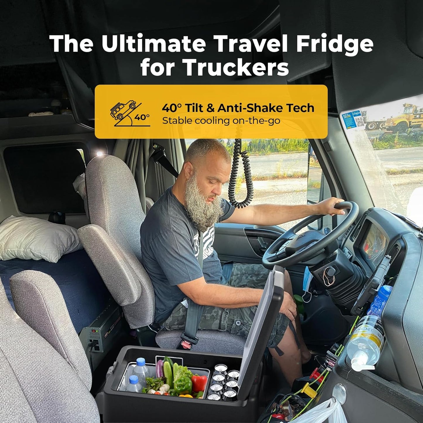 12V Refrigerator Fridge Freezer Portable Car Fridge 42 Quart Electric Cooler 12V/24V DC 110~240V AC for RV Camper Truck Jeep Pickup SUV Van Boat Camping Tailgating Road Trip Outdoor Travel